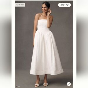 BHLDN Strapless Drop-Waist Fit & Flare Jacquard Maxi Dress Nwt Size 16